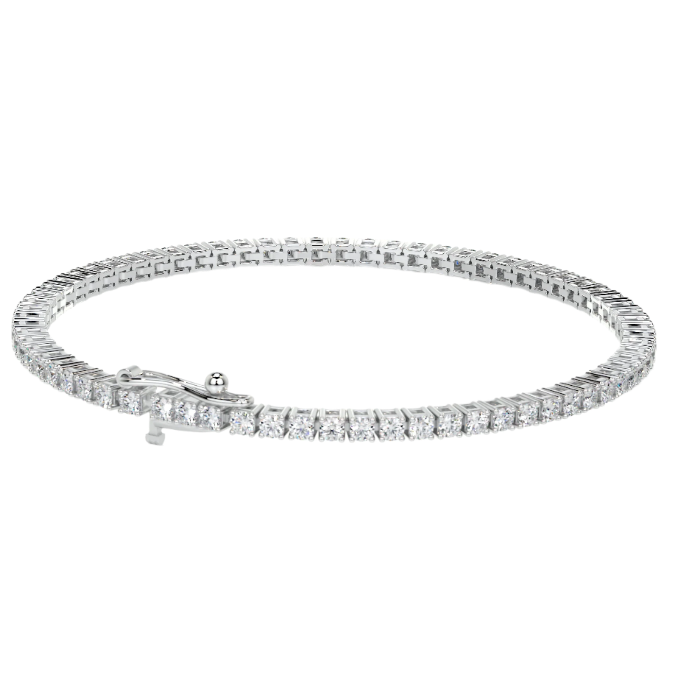Tennis bracelet 14kt white gold with 6.0ct diamonds