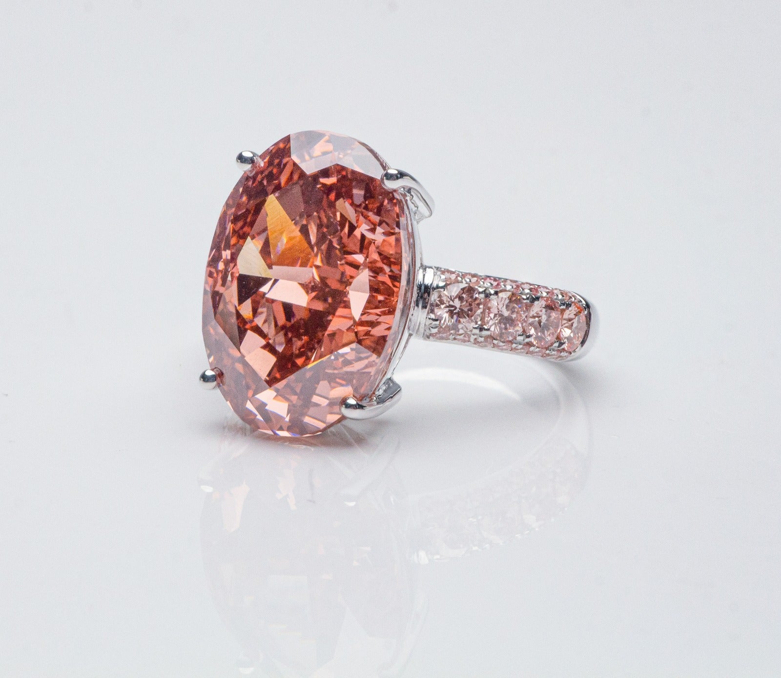 Fancy Vivid Pink Diamond Ring in White Gold